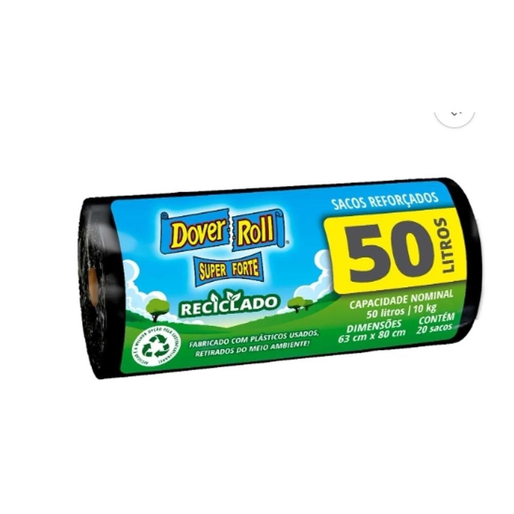 Saco P/ Lixo 50L Dover Roll Super Forte Reciclado Preto 20Un em Oferta na Shopee