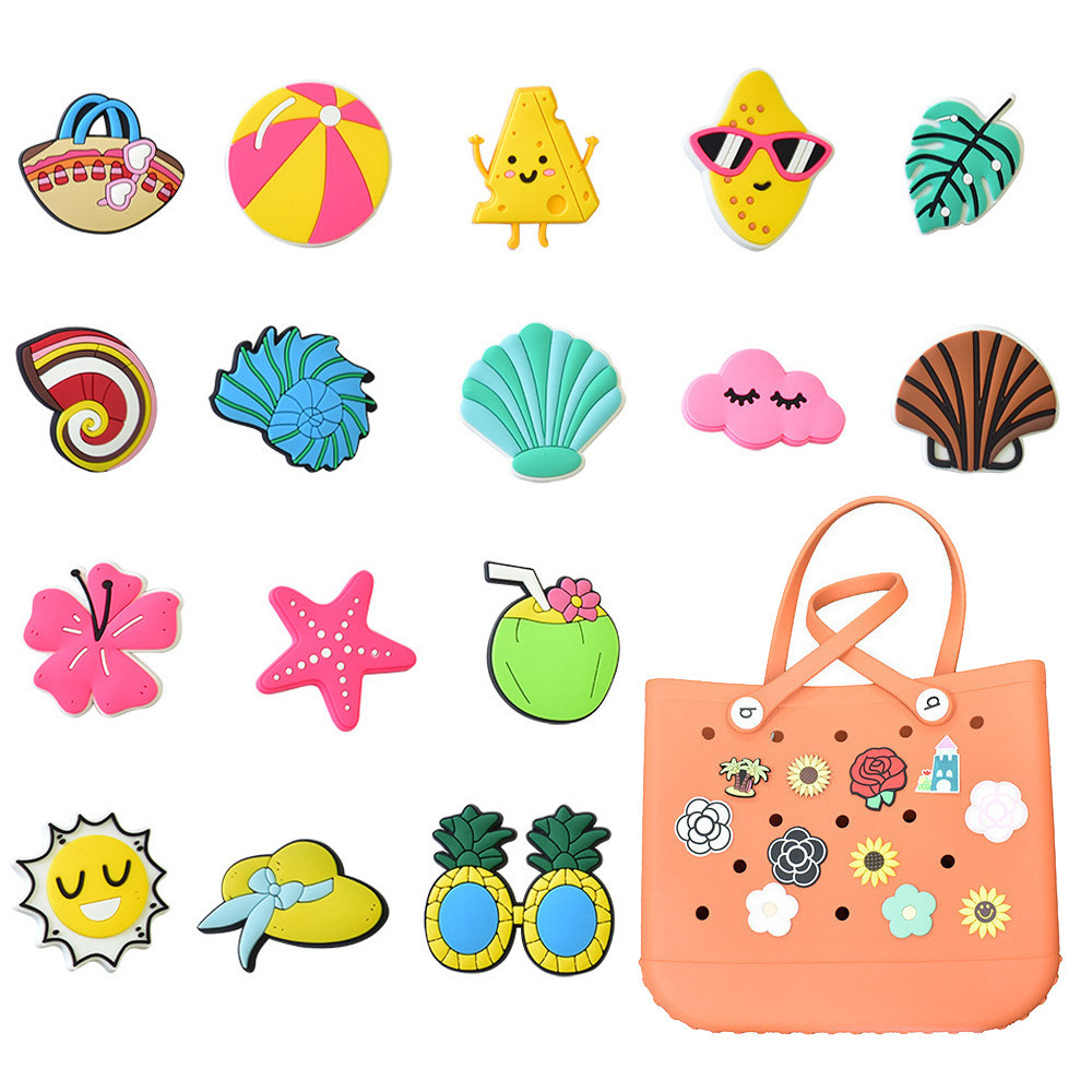 Big EVA Hole Bag Beach Saco De Praia Para Bogg Cute Cartoon Acessórios De Moda Fivela Decorativa