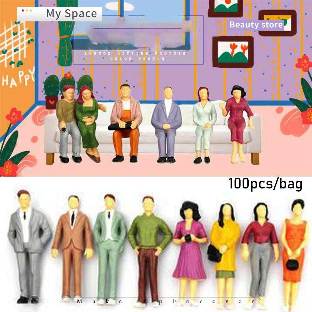 Espaço 100pcs Figuras De Pessoas 1 : 100/1 : 150 75 50 Escala Quente Cor Misturada Pose Cenário De Trem