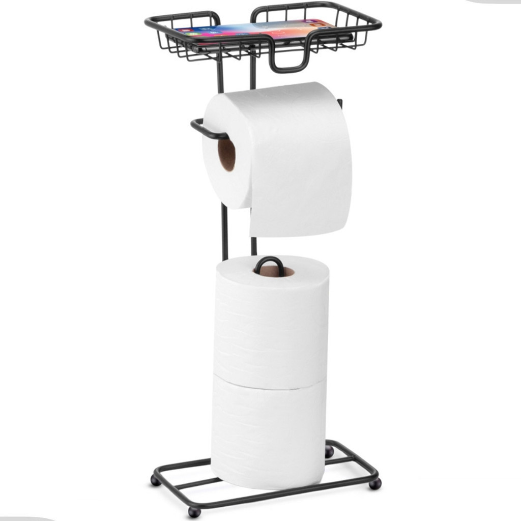 Porta Papel Higiênico Dispenser Porta Celular Banheiro Lavabo Decoração Preto Arthi em Oferta na Shopee