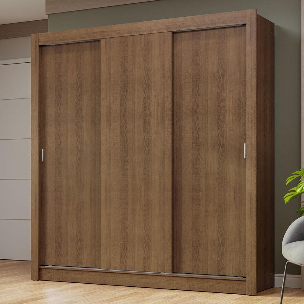 Guarda-Roupa Casal 3 Portas de Correr Rustic Nobre Madesa em Oferta na Shopee