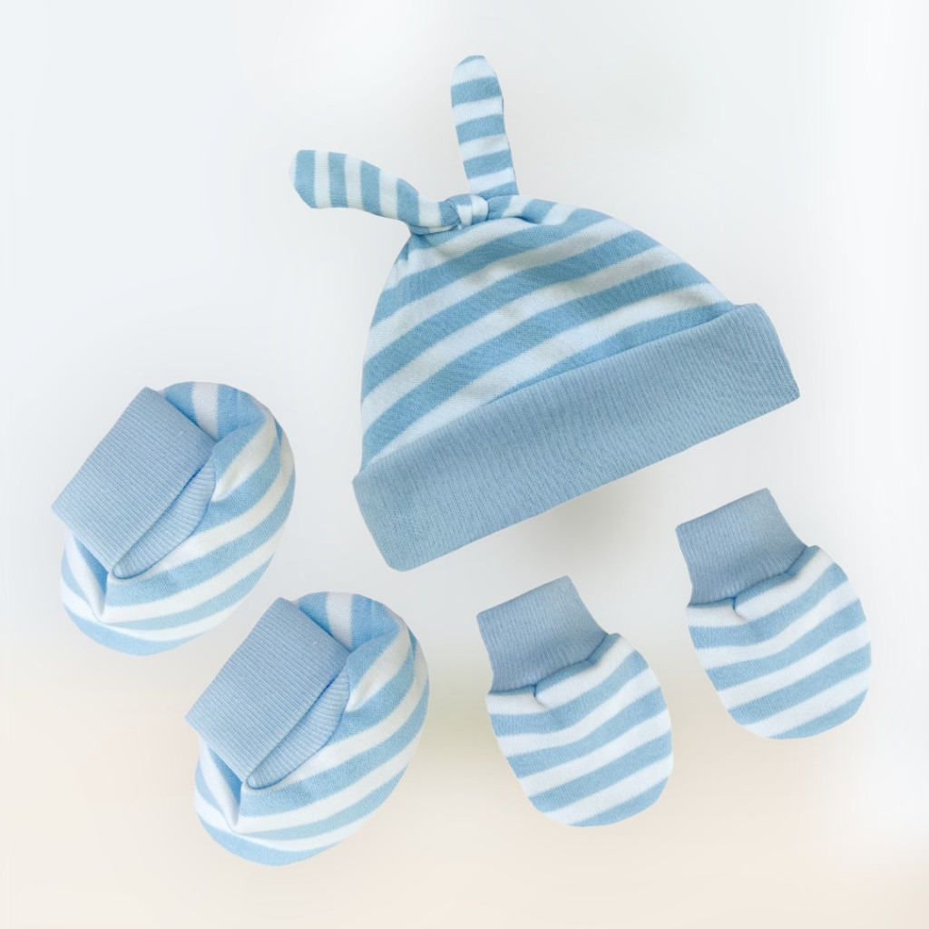 KIT Touca Luva Sapatinho RN 03 un de Bebe Enxoval Algodão Menino Menina Neutro Saída de Maternidade
