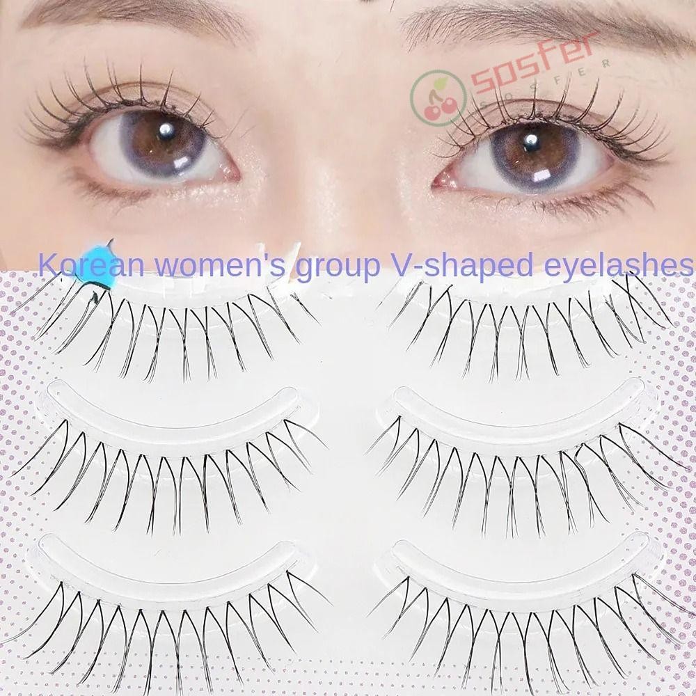 SOSFER 5PAIRS Cílios Falsos Em Forma De V , Pestanas Falsas De Maquiagem Wispy Long Eye , Efeito Confortável Big Eyes Natural Superfino Extensão De Beleza Feminina