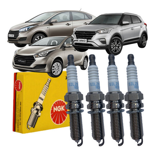 Jogo 4 Velas Original NGK Compativel Com Hb20 / Creta 1.6 2017 2018 2019 2020 2021 em Oferta na Shopee
