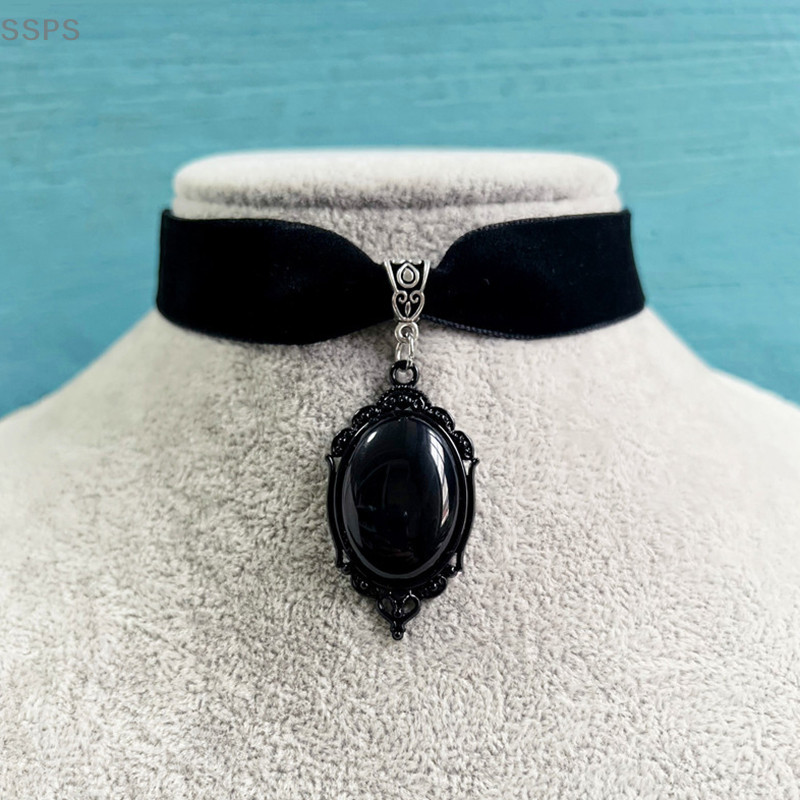 [Sspsps] Gothic Vampire Cameo Pendant Choker Colar De Veludo Para Mulher Gargantilha De Jóias De Feitiçaria FAH — imagem 2 de 2