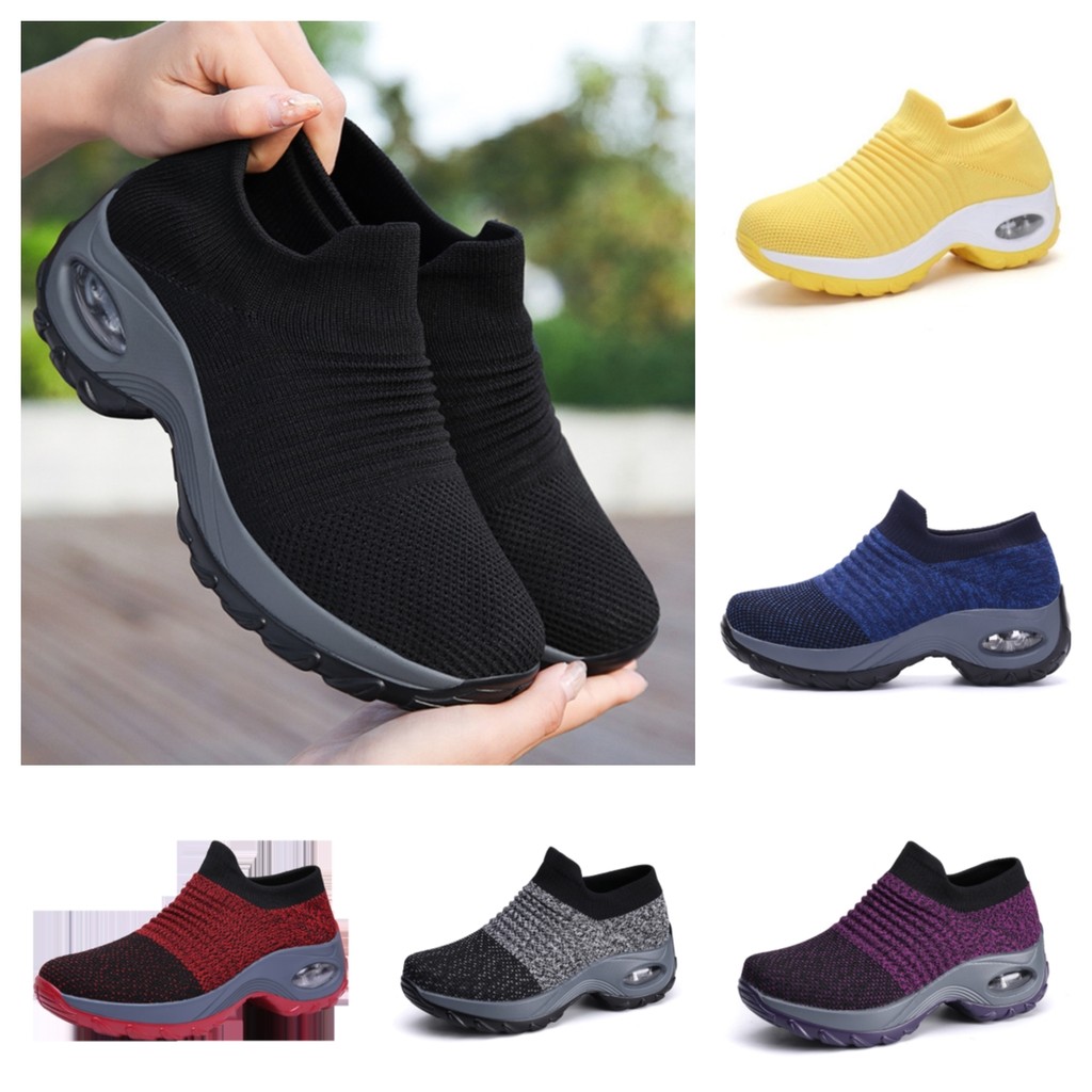 Sapatos esportivos casuais femininos / Sapatos de corrida de tamanho grande / Antiderrapante / Almofada de ar de aperto em Oferta na Shopee