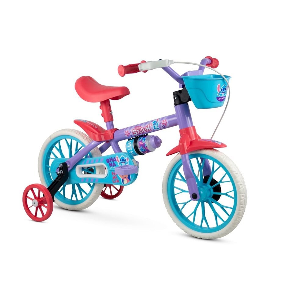 Bicicleta Infantil Aro 12 Com Rodinhas Bike Disney Stitch Nathor