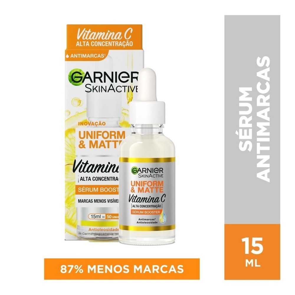 Serum Facial Garnier SkinActive Uniform & Matte Vitamina C 15ml em Oferta na Shopee
