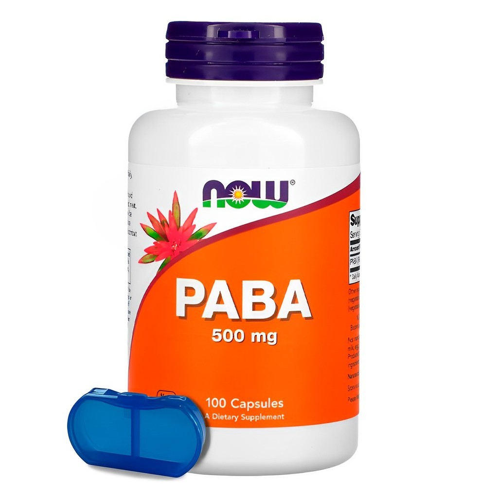 Paba 500mg Now Foods 100 Cápsulas Porta Cápsulas
