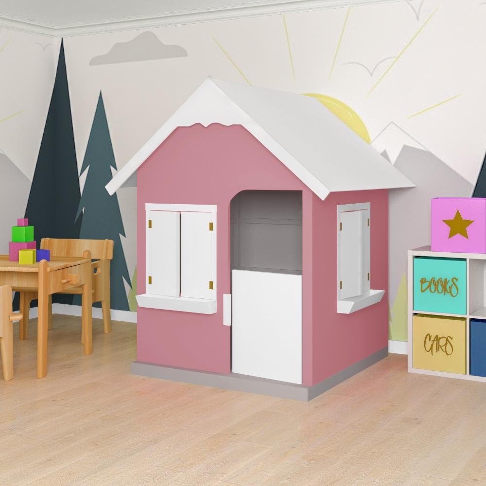 Casinha De Brinquedo Com Floreiros MDF Rosa/Branco - Criança Feliz · foto 2