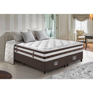 Cama Box Queen Colchão + Box 158x198 Molas Ensacadas Cama inBox Relax Pillow Café em Oferta na Shopee