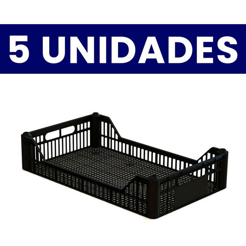 5 Pçs Cesto Pão De Forma Bandeja Empilhável Expositor Caixa Mercado Gôndola Porta Copos Cor Preto - Home & Living
