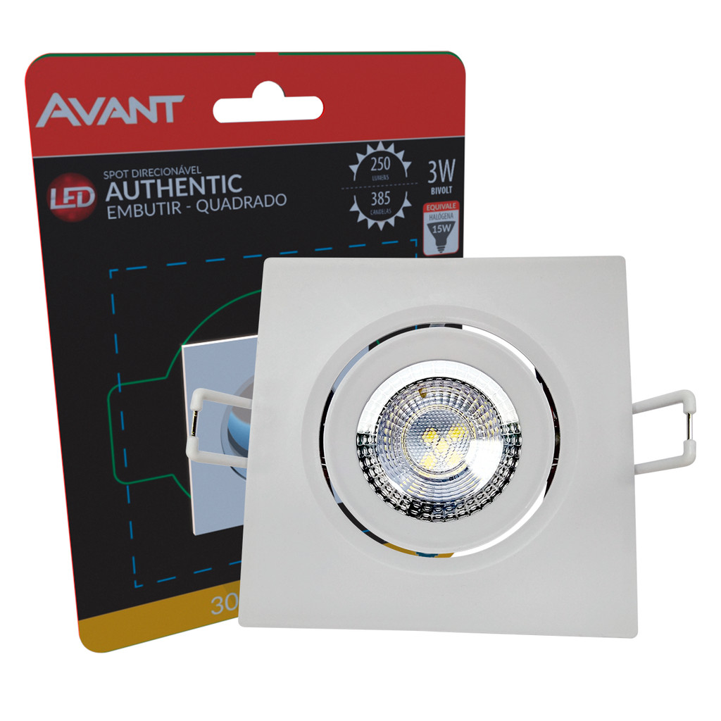 Spot Led Authentic Emb. Quadrado 3w 3000k 7cm BF Avant em Oferta na Shopee