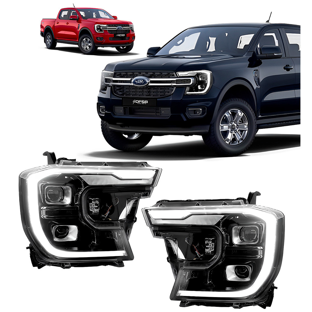 Farol 2 Globos Ópticos Ford Ranger 2023 2024 Seta DRL Farol Ranger Raptor 2023 2024 Seta Com Drl Led