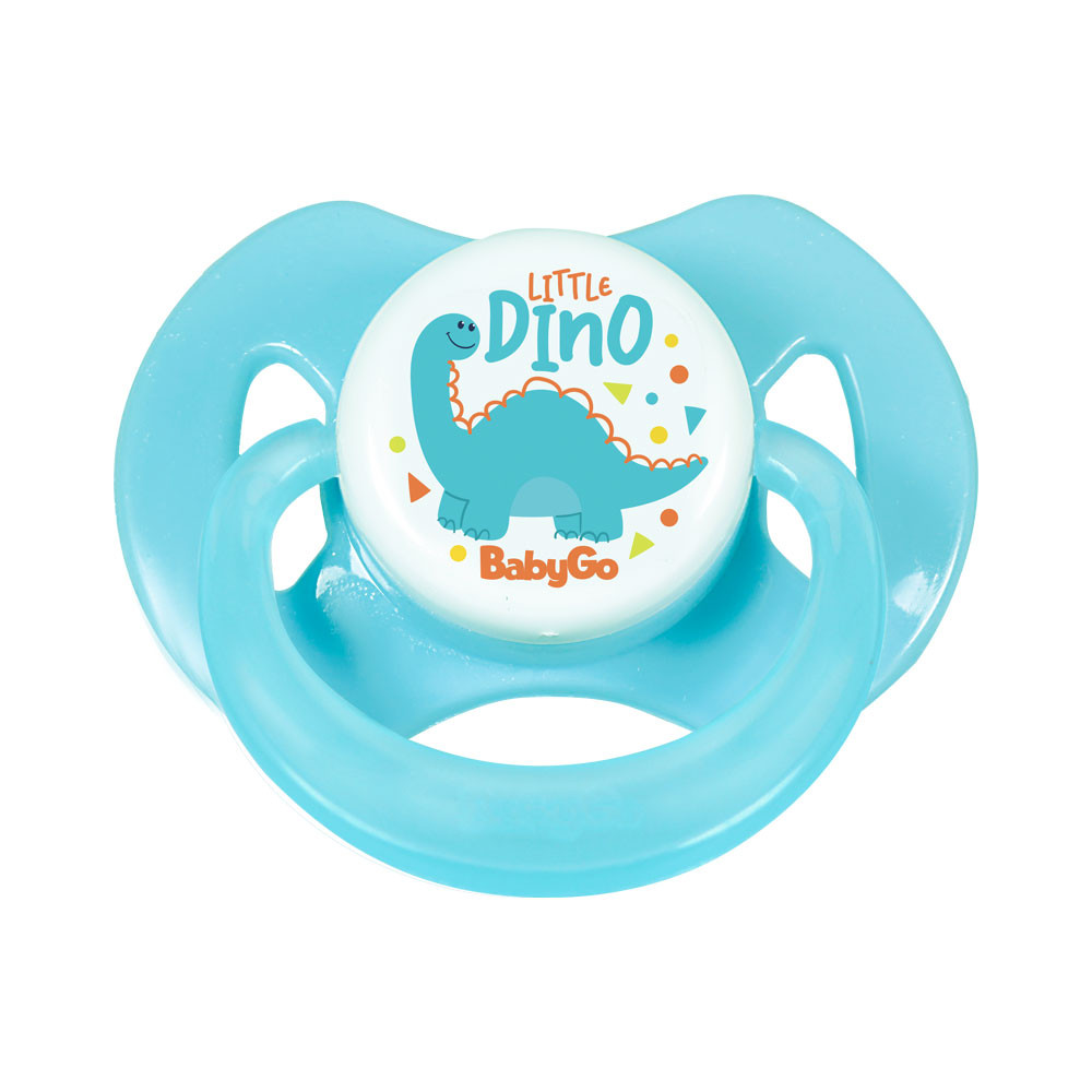 Chupeta T2 Little Dino Menino Com Capuz e Bico de Silicone Ortodontico +6 Meses BabyGo