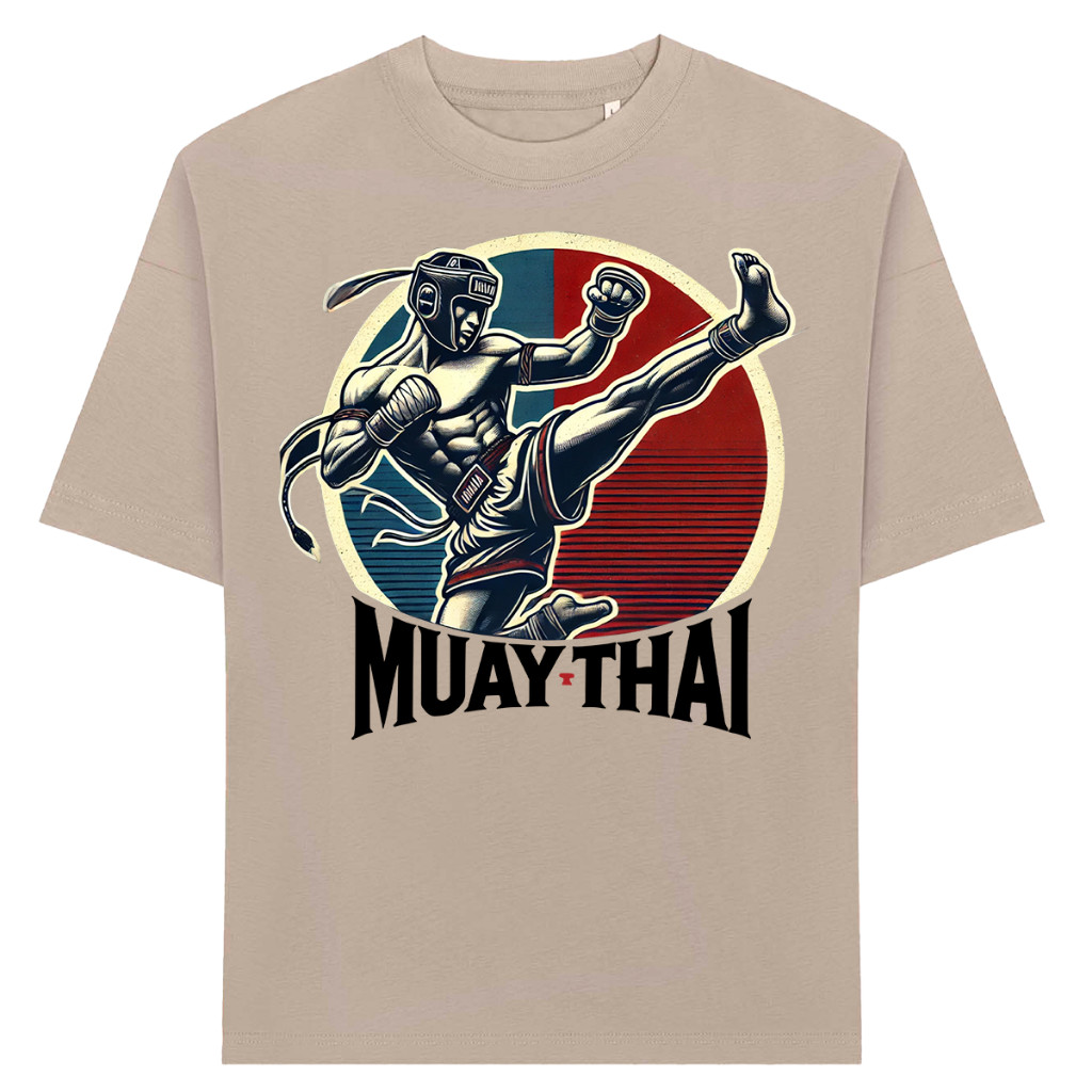Camiseta Oversized Streetwear Unissex 100% Algodão Muay Thai 3D Artes Marciais Estampada