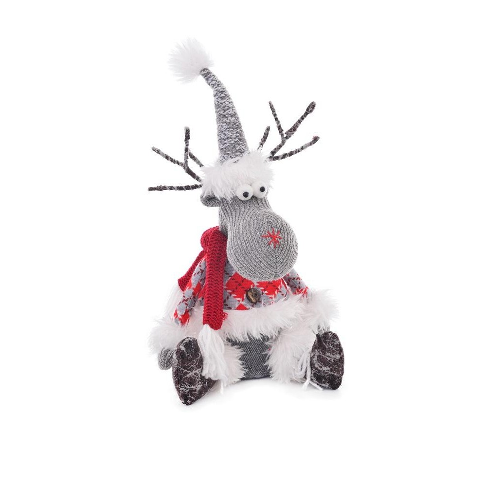 Rena Decorativa Pano Chifre Graveto Apoio Senta 22cm Enfeite de Natal