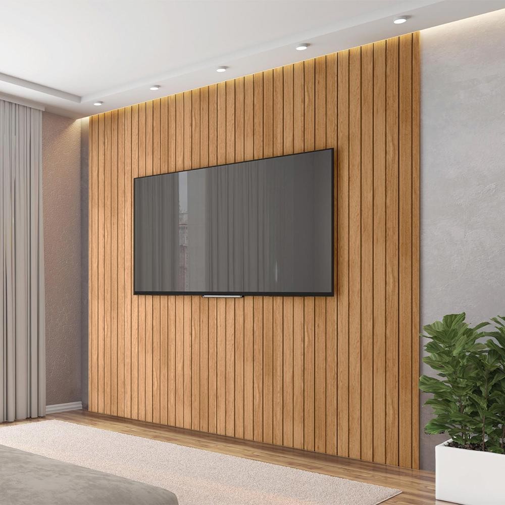 Painel Para TV Até 60 Polegadas Ripado Marrom Caemmun - Home & Living