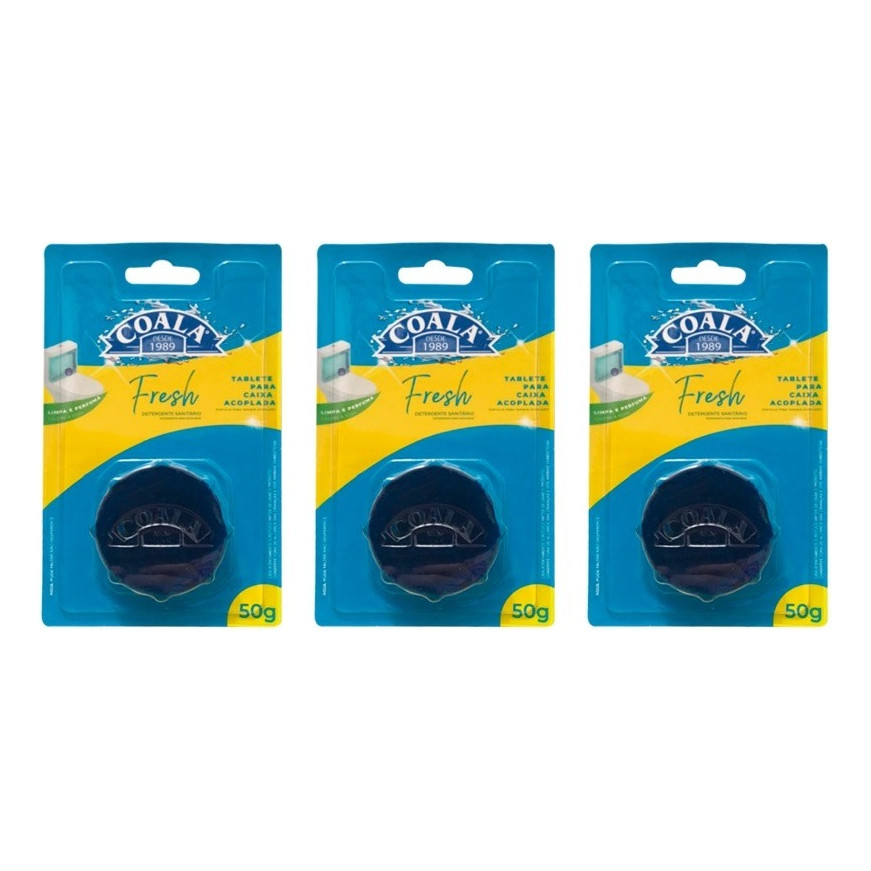 Kit 3 Tablete para Caixa Acoplada Fresh - Coala 50g - Detergente Sanitário