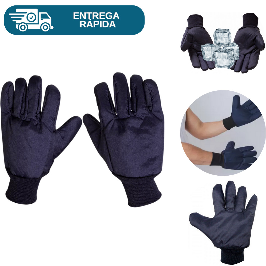 Luva Térmica Para Baixa Temperatura Nylon Resinado Câmara Fria -35°c Frio Frigorifico Proteção