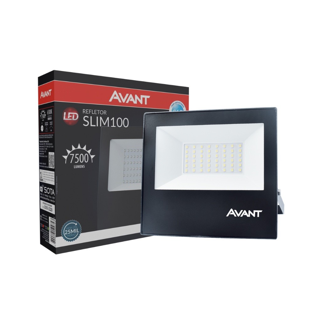 Refletor Avant Super Led 100w Holofote Bivolt Branco Frio 6500k em Oferta na Shopee