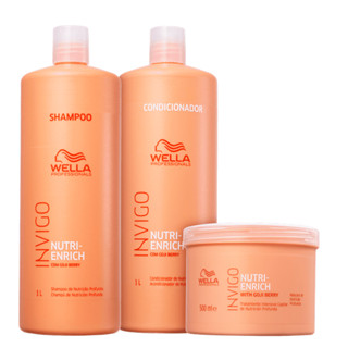 Kit Wella Professionals Invigo Nutri-Enrich Shampoo Condicionador e Máscara (3 produtos) em Oferta na Shopee