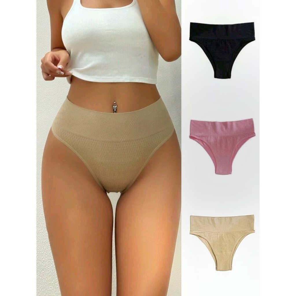 Kit 1/2/3 Calcinha Tanga Cós Largo Sem Costura Zee Ruc i  Cor aleatória