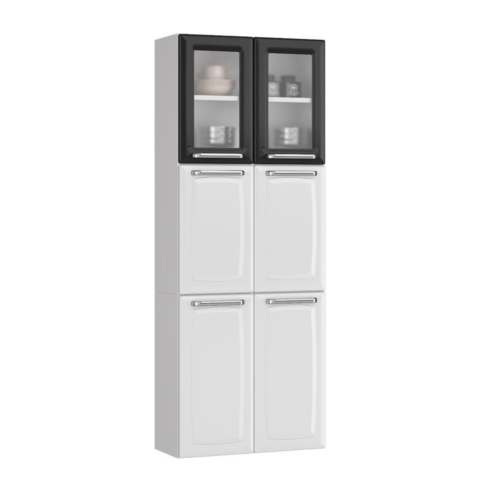 Paneleiro Itatiaia Luce 6 Portas 2 Vidros Alto Branco/Preto em Oferta na Shopee