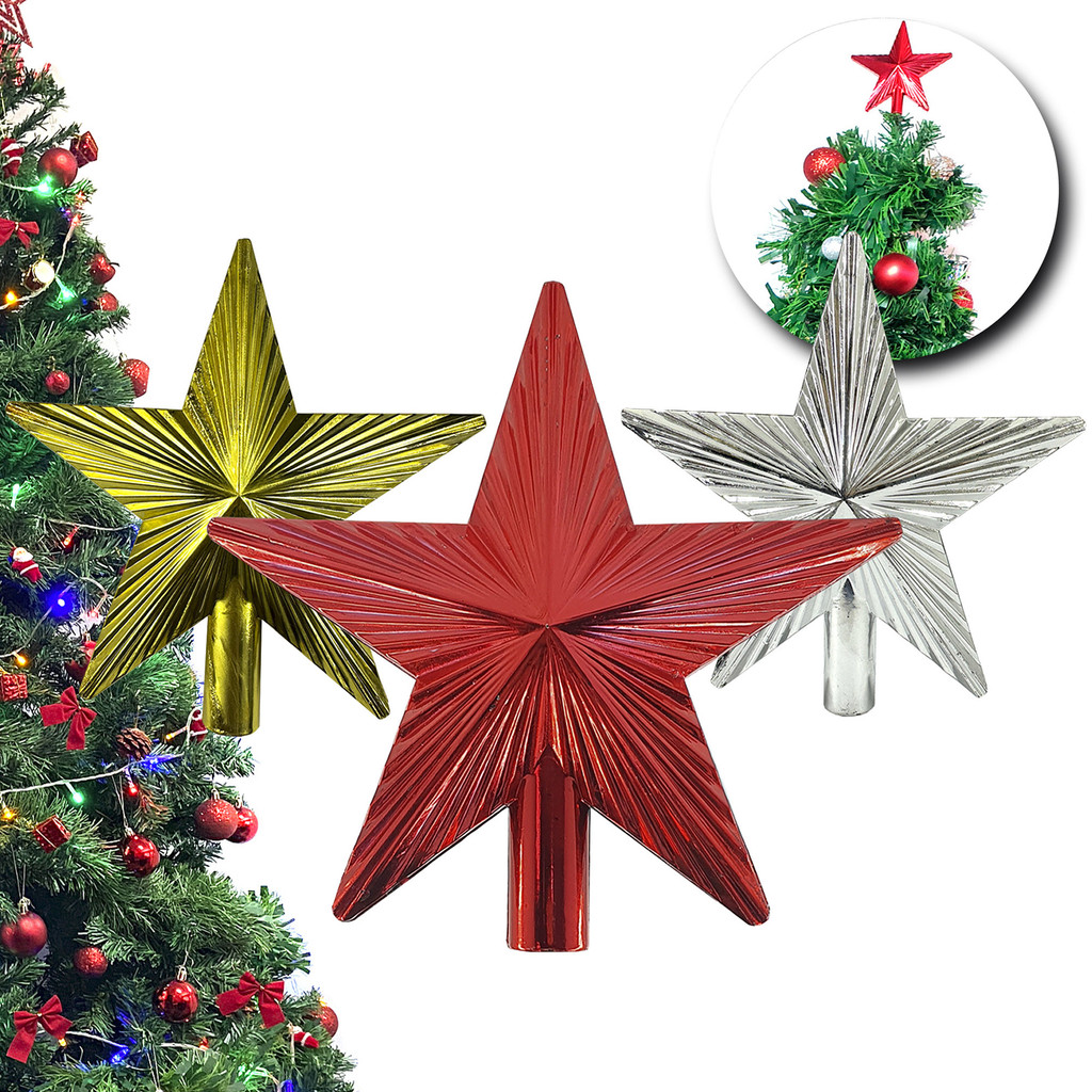 Estrela Ponteira Arvore De Natal Decoração Pequena Enfeite 11cm
