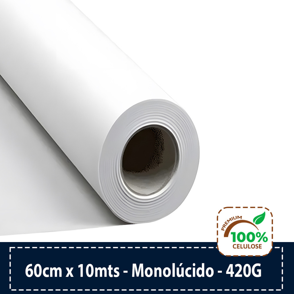 Papel Kraft Branco 70g Com 60cm De Largura x 10 Metros