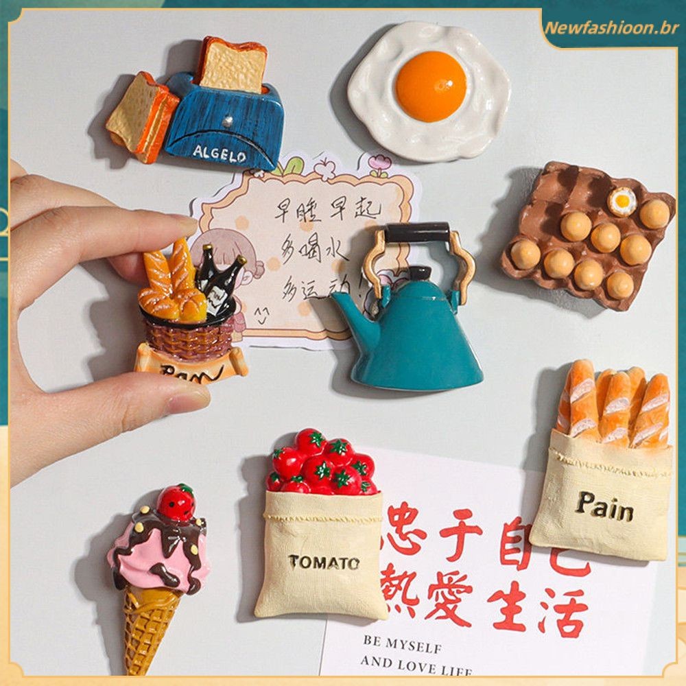 Criativo Dos Desenhos Animados Comida Geladeira Ímã Frutas/Ovo/Café Bonito Adesivos Magnéticos Foto Decorações Para Casa em Oferta na Shopee