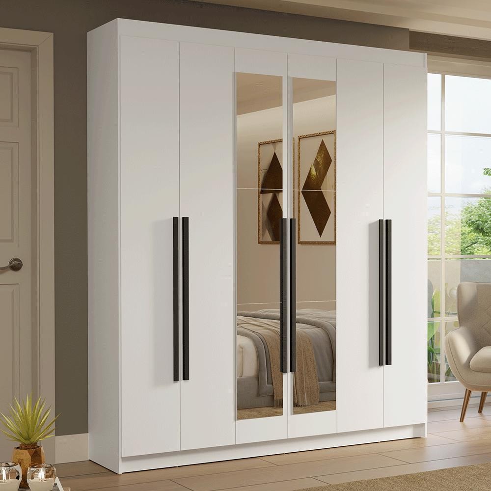 Guarda-Roupa Casal 6 Portas Batentes com Espelho Saturno Madesa B em Oferta na Shopee