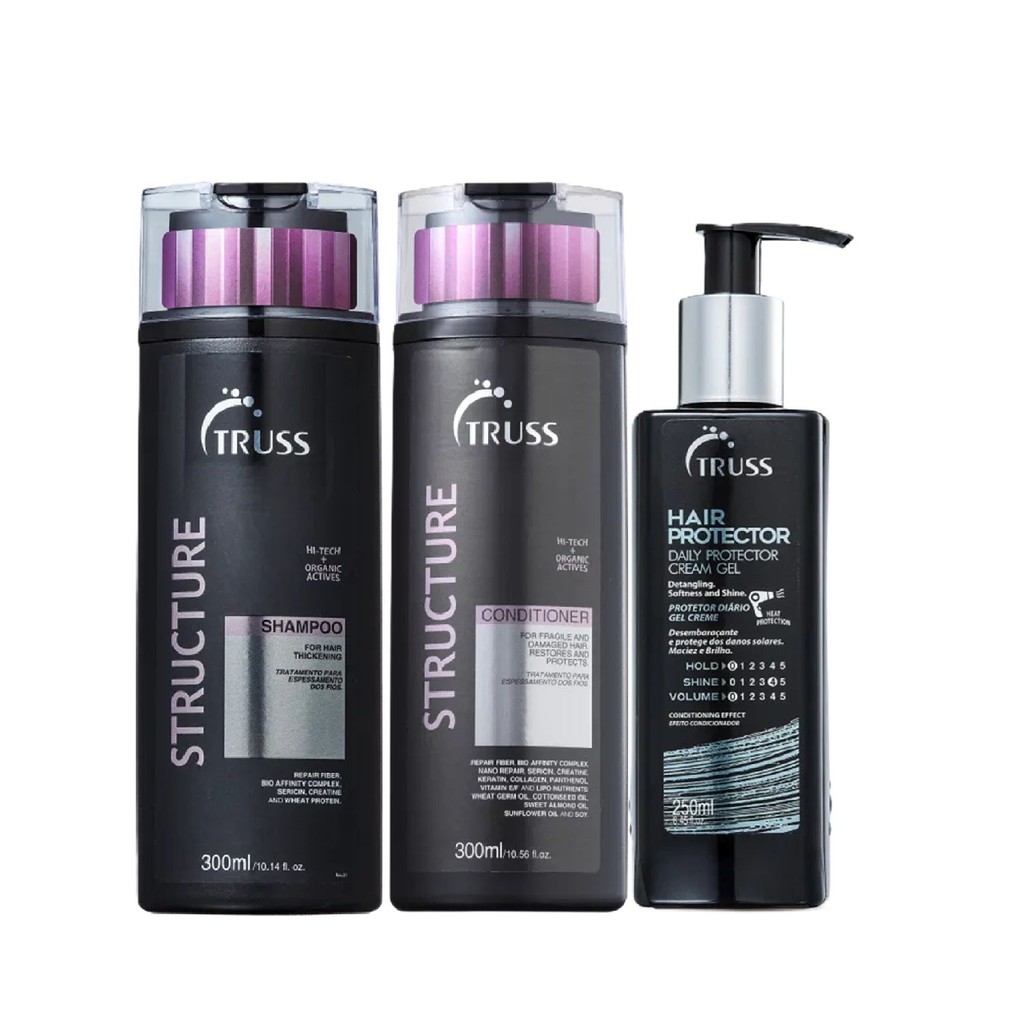 Kit Truss Structure - Shampoo 300ml + Condicionador 300ml + Hair Protector 250ml