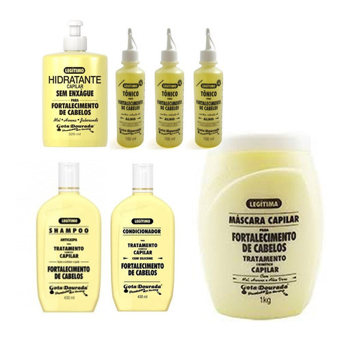 Kit Shampoo Fortalecimento Capilar Gota Dourada Com 7 Itens