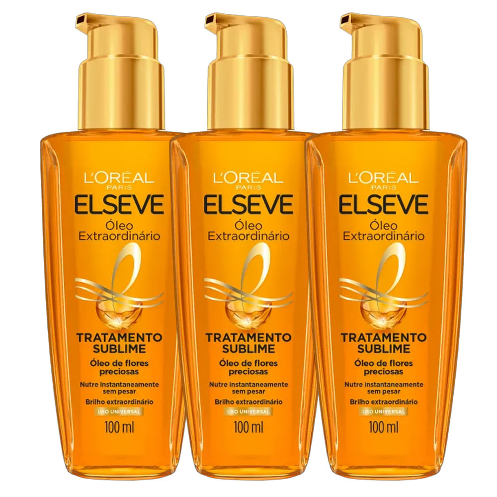 Kit Óleo Capilar Elseve Extraordinário  100ml - 3 Unidades - Beauty