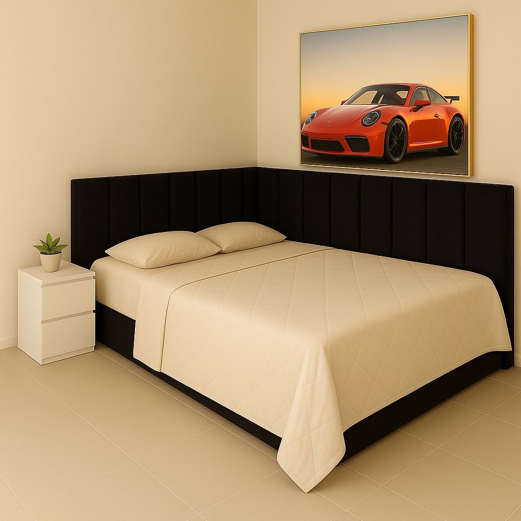 Cabeceiras Modulares Estofadas Premium Em L Cama Box 45x20cm Retangular Todos os Tamanhos