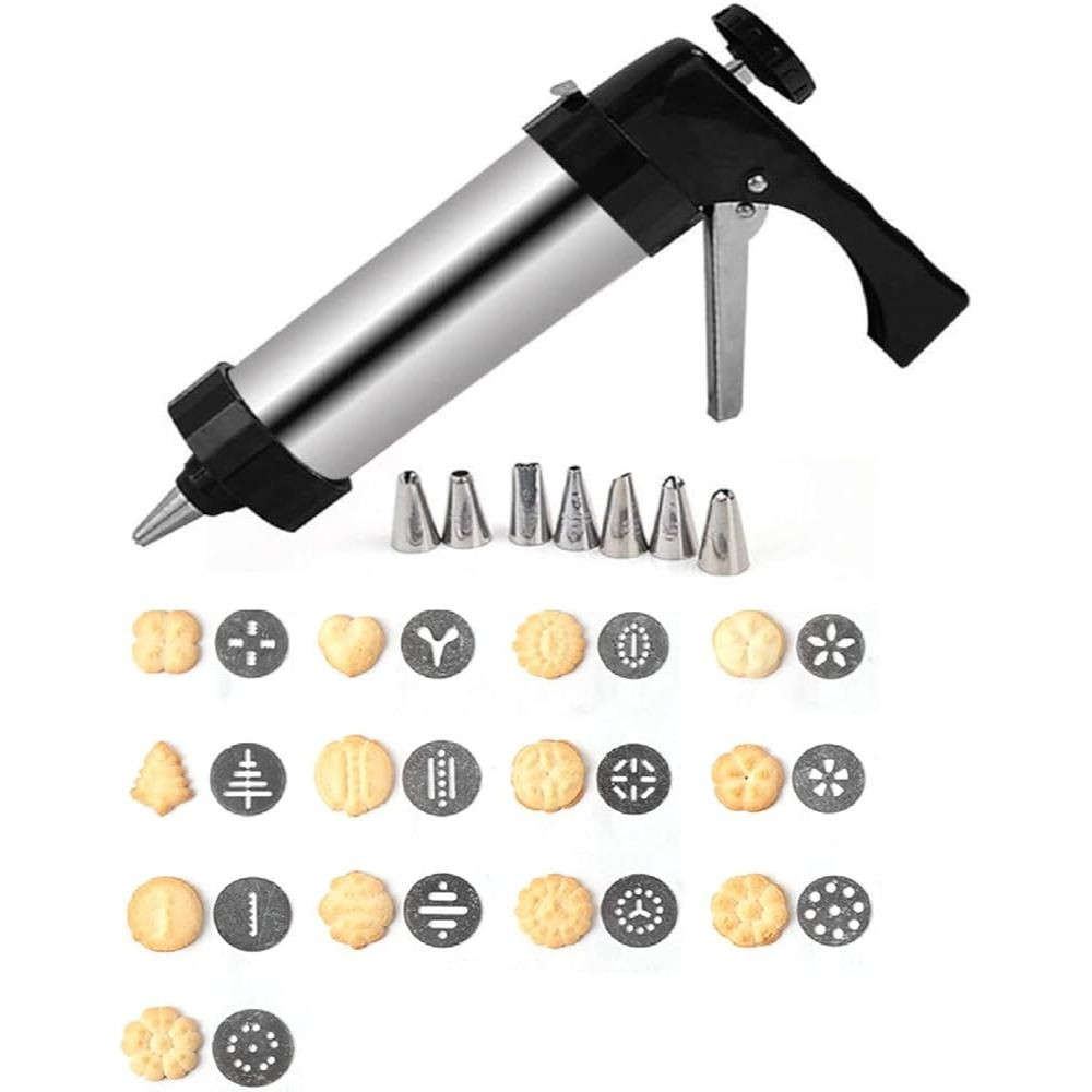 Kit Confeiteiro com 8 Bico de Confeitaria e 13 Molde Biscoito  Pistola Para Prensar Bolo