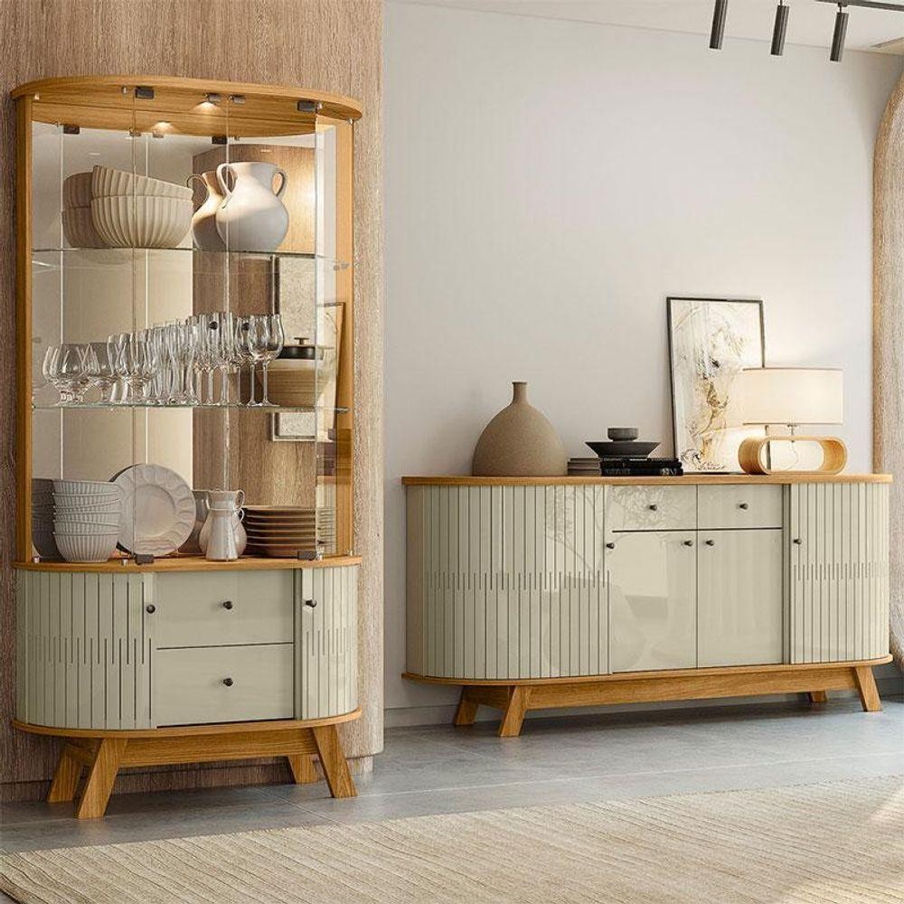 Aparador Para Sala Buffet Ambiente Mônaco E Cristaleira Moss Cumaru Opala – Madetec em Oferta na Shopee