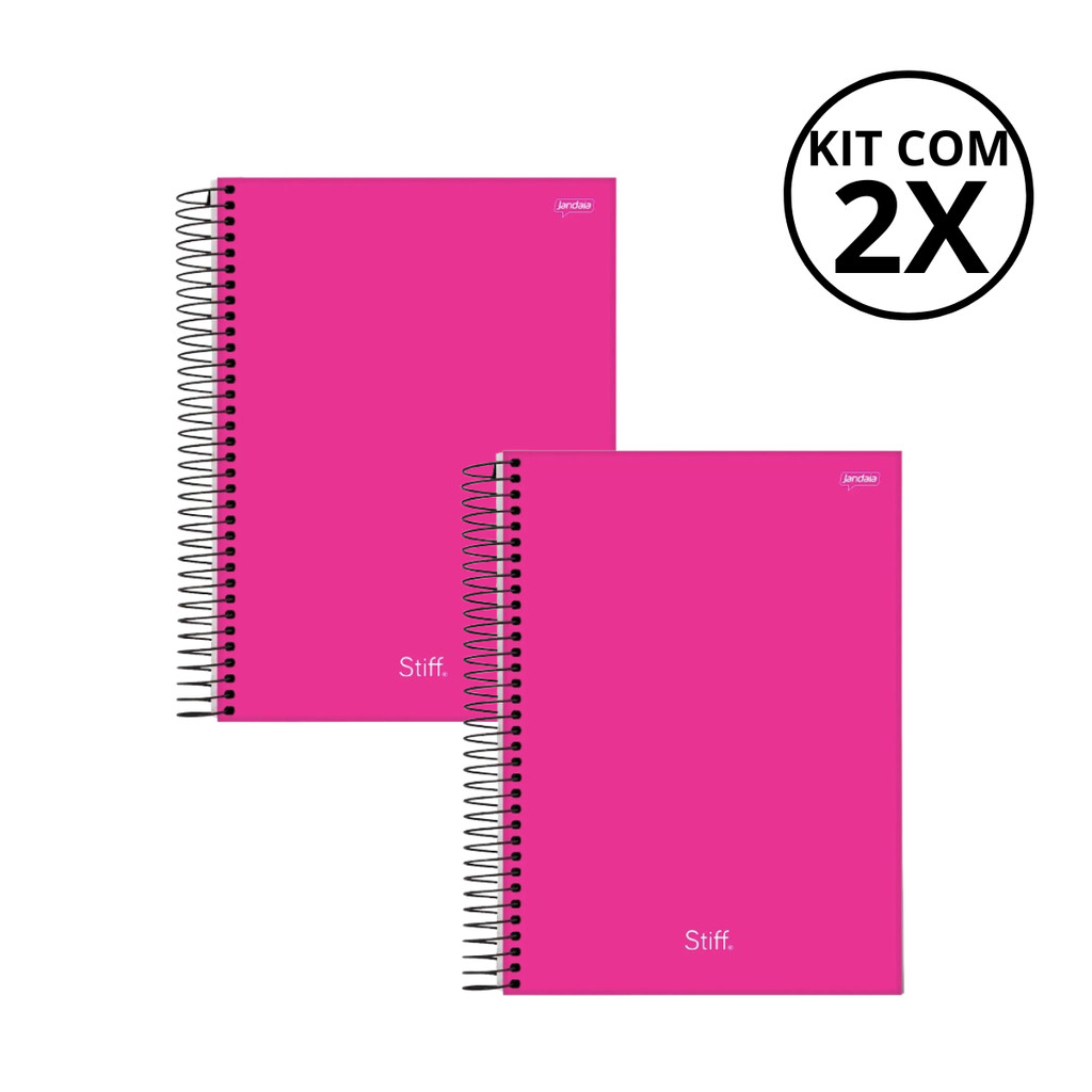 Kit Com 02 Cadernos Universitário 1 Matéria Stiff - JANDAIA CAPA:ROSA+ROSA