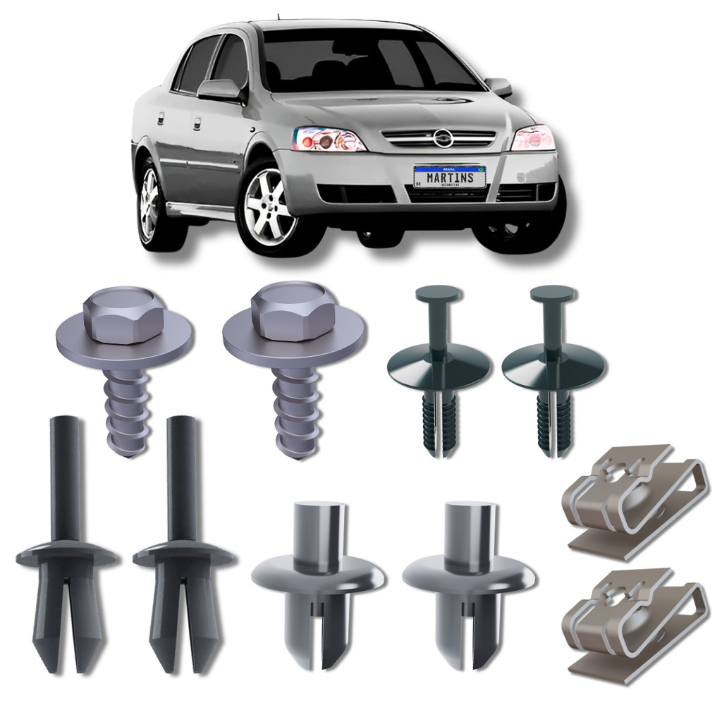 Kit Grampo Presilha Fixação Parafuso do Parabarro Dianteiro Astra Hatch e Sedan 1998 a 2012