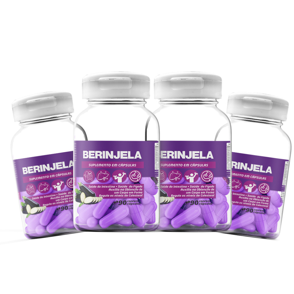Berinjela Em Cápsulas De 500 Mg 4 Potes 360 Cápsulas