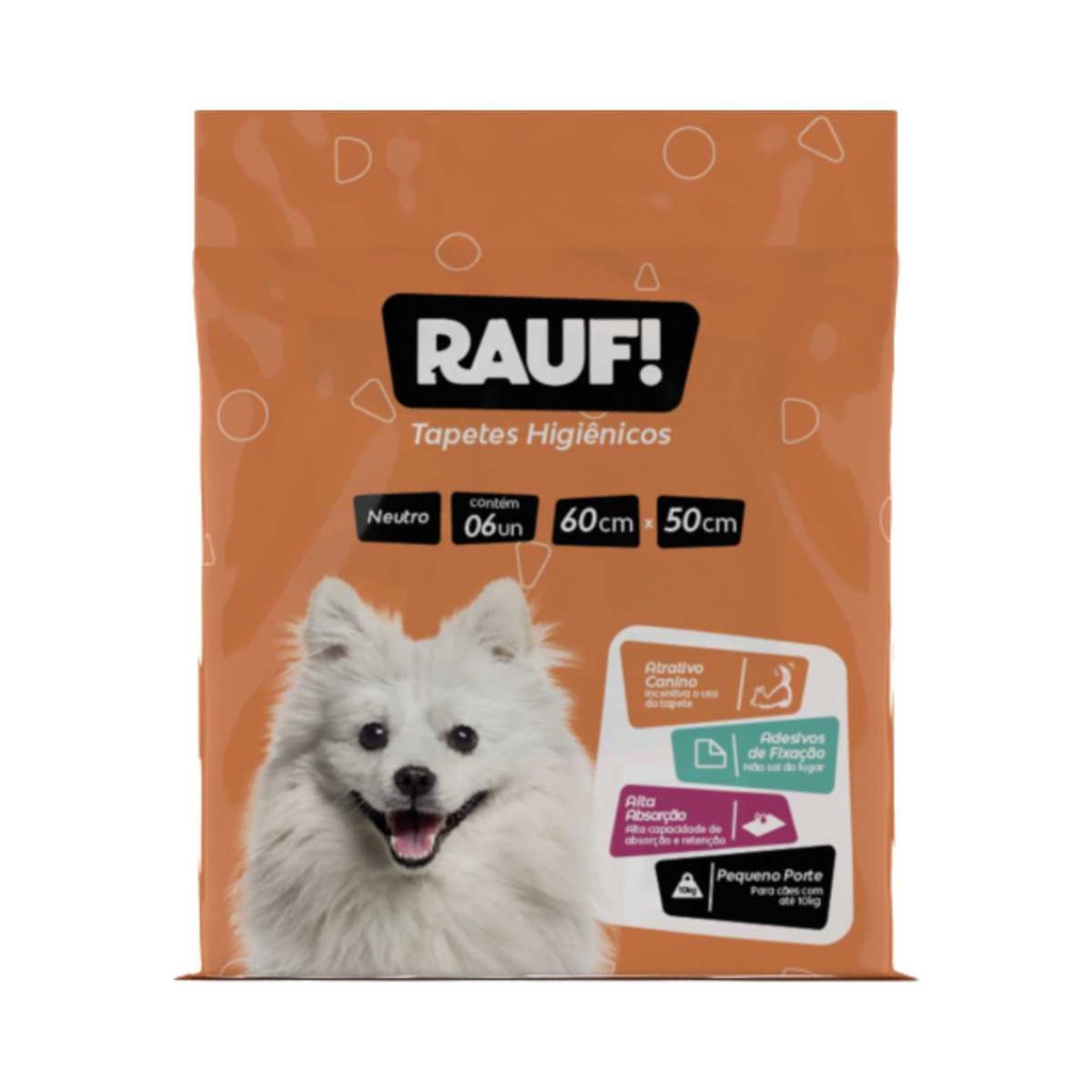 Tapete Higiênico Para Cães Rauf Pads 6 Unidades 60x50cm