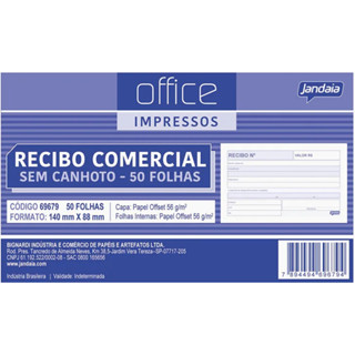 Recibo Comercial 140mmX88mm 1via Sem Canhoto 50 Folhas Office em Oferta na Shopee