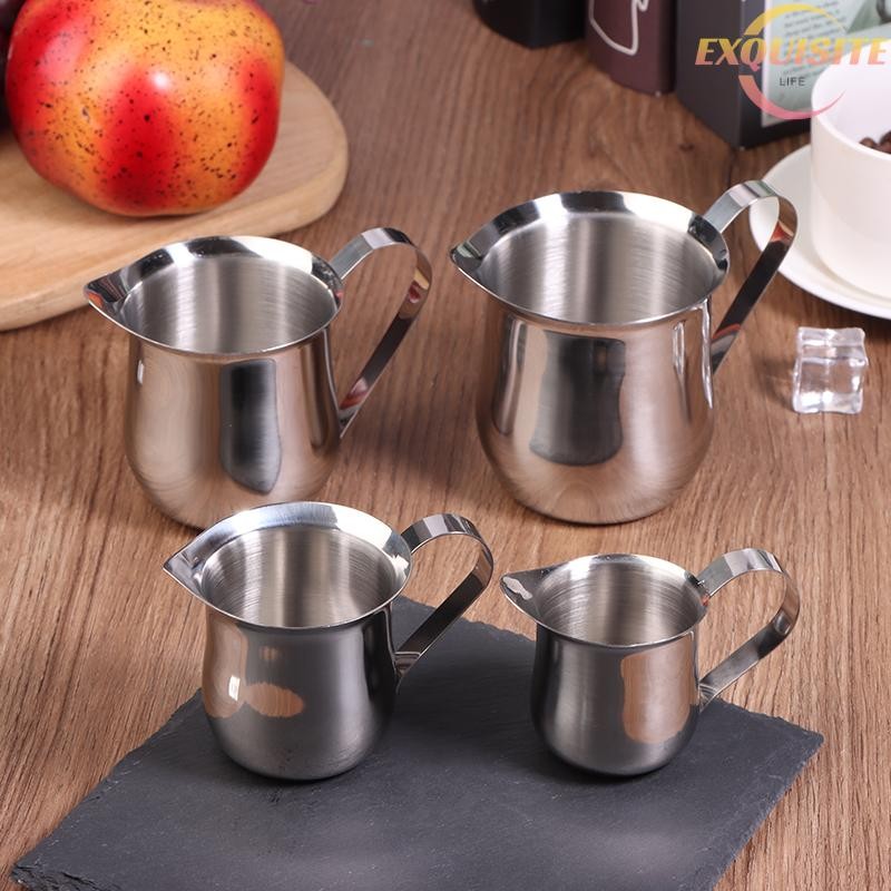 [EL] Jarra Para Espuma De Leite E Café , De Creme De Aço Inoxidável Cozinha , Copo Medidor De 60-240ML Com Bico Servir N