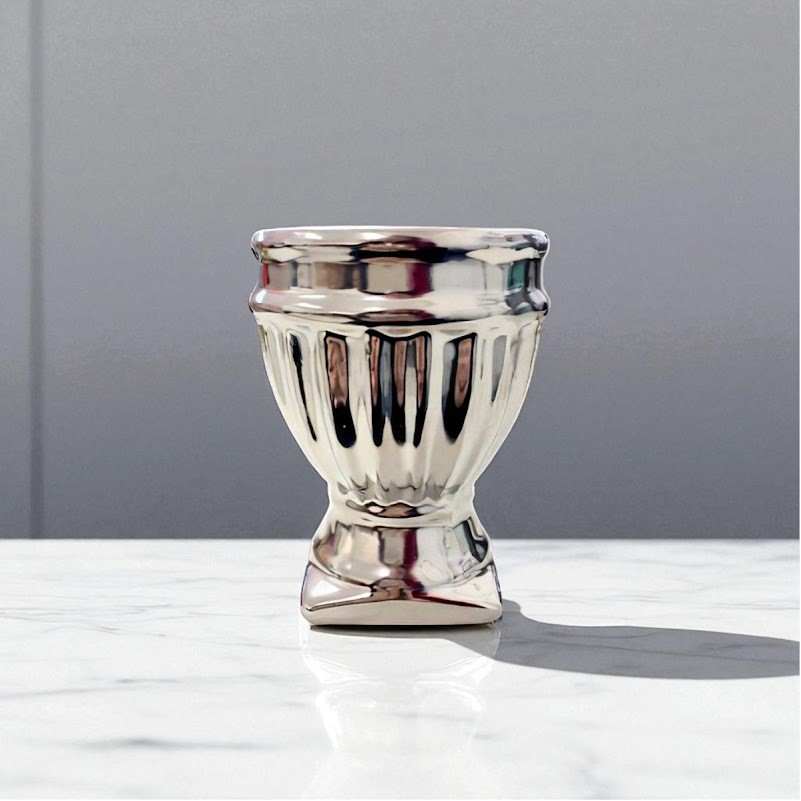 Vaso Cachepot Taça Prata Metalizado Decorativo Cerâmica