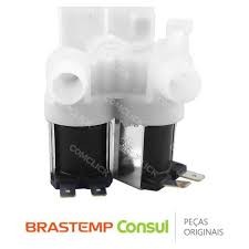 VALVULA ENTRADA DÁGUA DUPLA LAVADORA BRATEMP BWN BWS15 ORIGINAL 220V W10685607