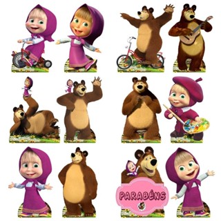 MASHA EO URSO -10 Displays De Festa De 20cm Toten em Oferta na Shopee