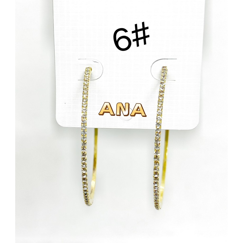 ANA1108 Brinco de Argola Grande Com Strass/Cores Dourada e Prata/Tamanhos 4# a 9#