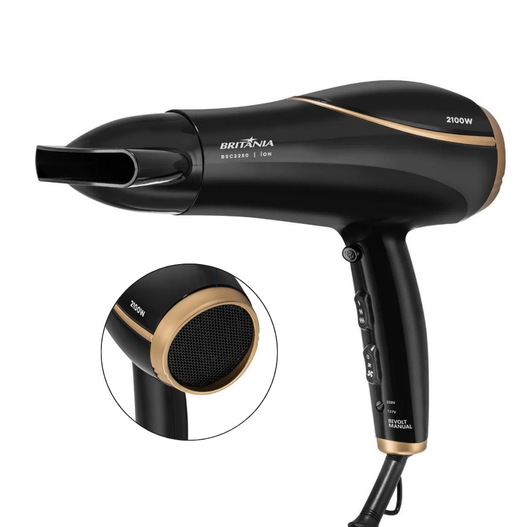 Secador de Cabelo Britânia BSC2250 Bivolt 2100W - Potente, Leve e Eficiente em Oferta na Shopee