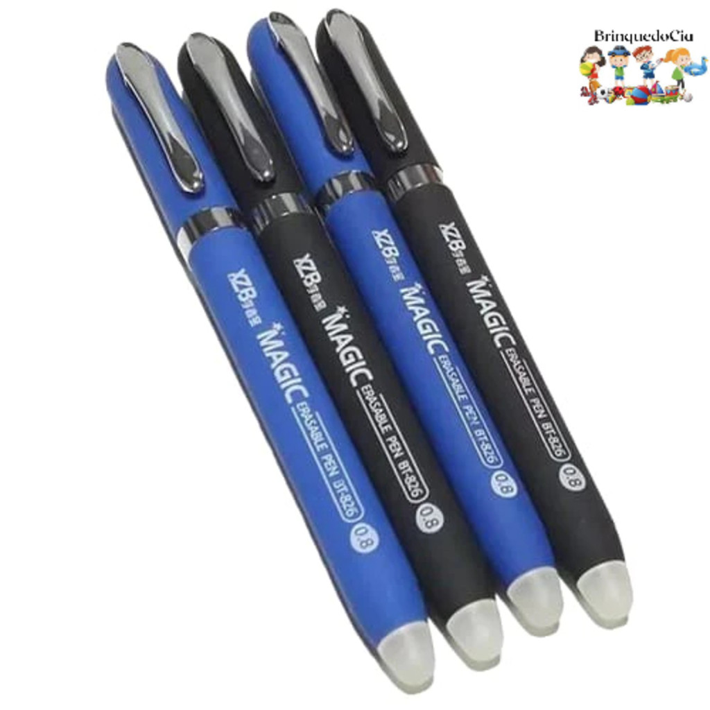 Canetas Esferográfica Que Apaga Ponta 0.8 XZB Tinta Azul e Preto - Papelaria